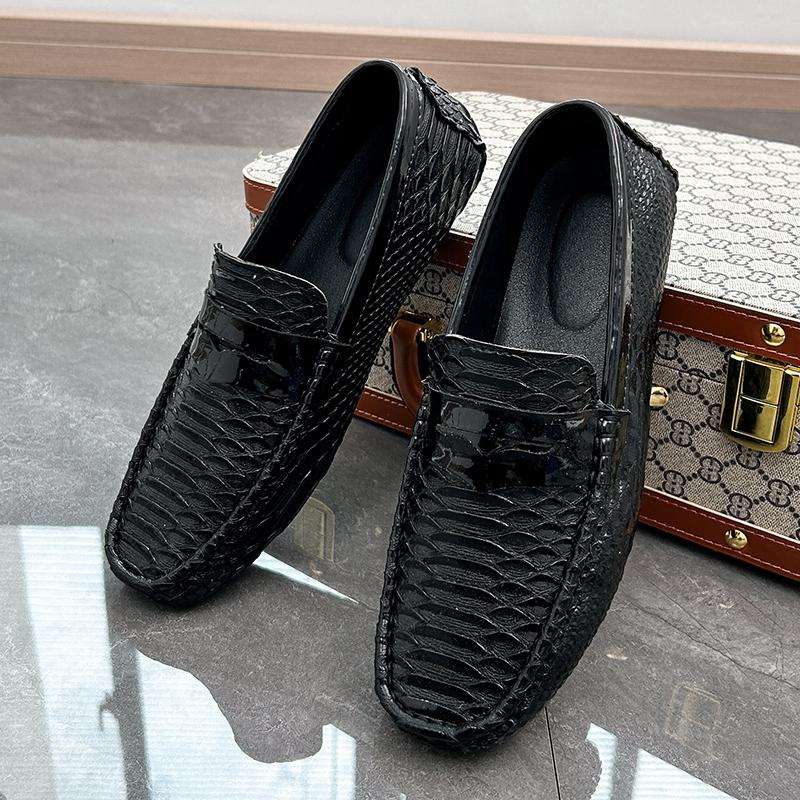 Herren Mokassins Fahrschuhe Leder Flats Lässige Slipper Übergröße Farbdruck Schuhe für Herren