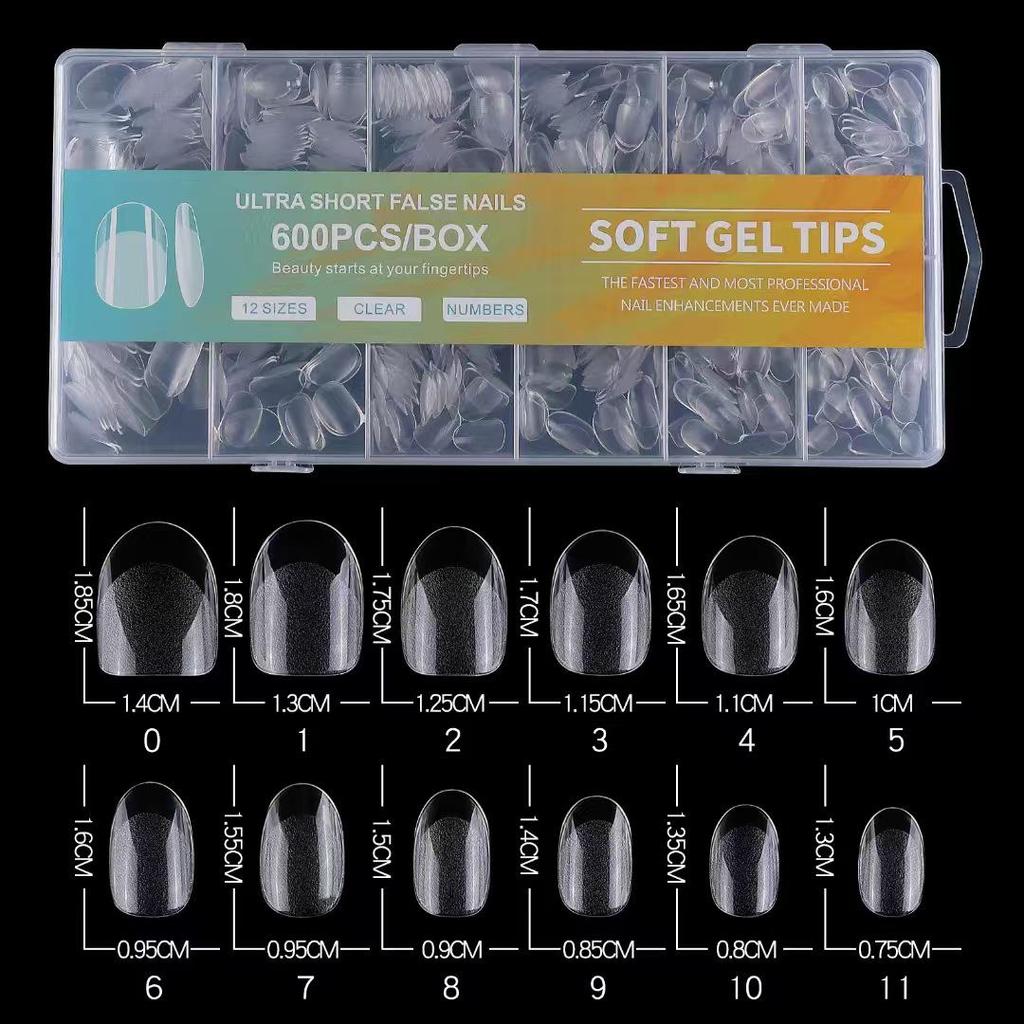 Ultra-Short Trapezoid Almond Nail Tips - Dual-Use, Full & Half Cover, Ultra-Thin, Seamless Design