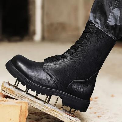 Stiefel Leder Mode Atmungsaktiv Wild High-End Outdoor Lederstiefel Herren Stiefel Rutschfester Stiefel Leder Temperament Herren Stiefel