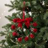 Wreath Shape Velvet Bow Christmas Ornament Christmas Pom Pom Pendant  Winter Party Decoration