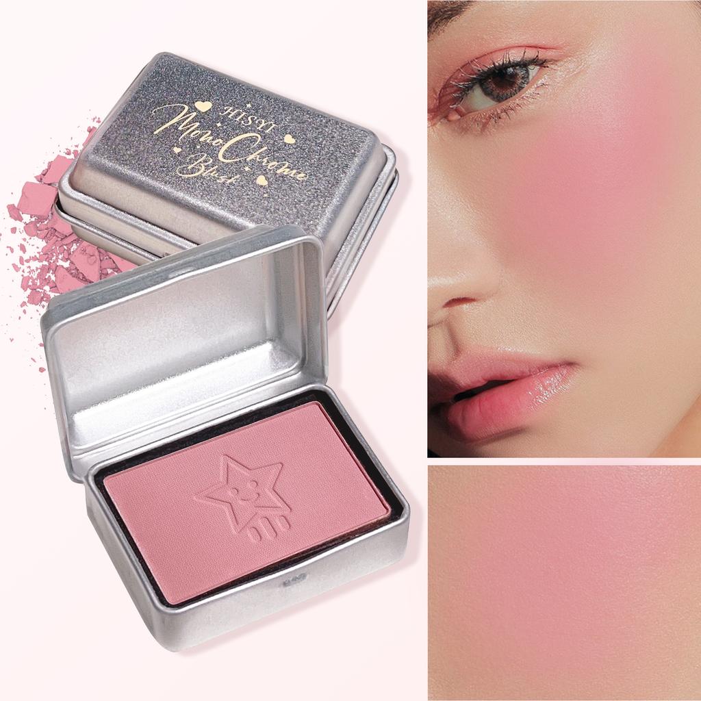 Water-Resistant Silky Matte Blush Powder | 4-Color Options | Compact Iron Box Design | Long-Lasting Flawless Skin Tone Enhancement