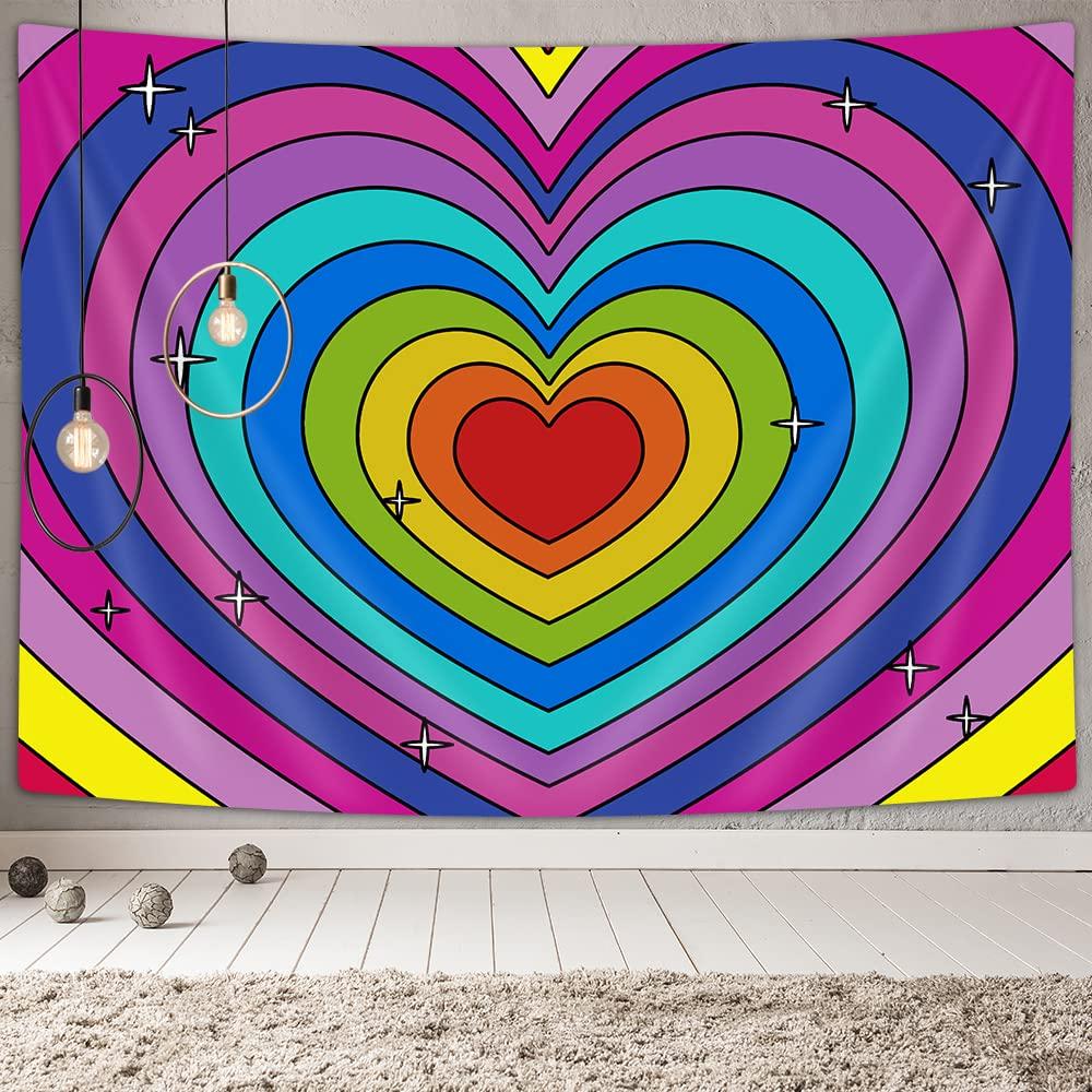 Cute Pink Heart Print Pattern Tapestry Home Bedroom Home Living Room Dormitory Wall Decor Background Cloth Tapestry