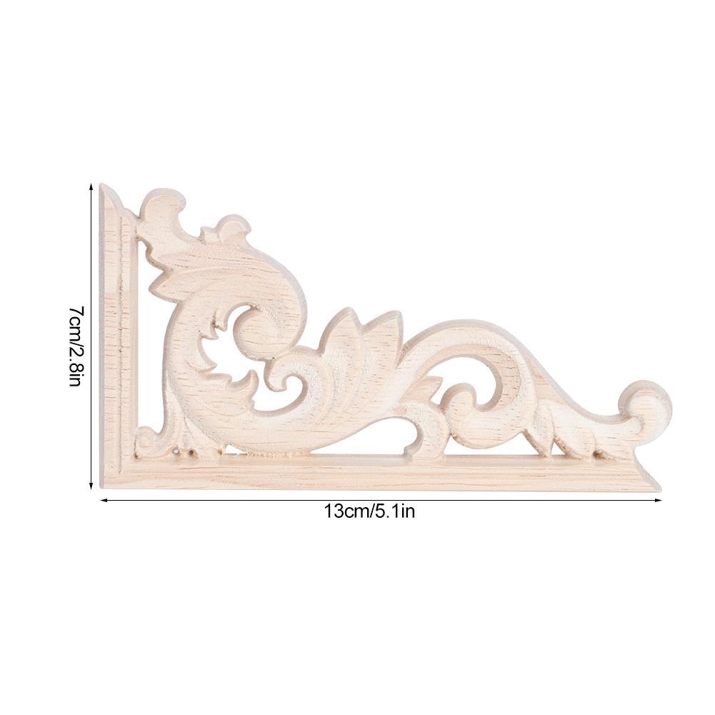 4Pcs European Style Vintage Wood Carving Corner Applique Decal Home Furniture Decoration Accessories 13x7cm
