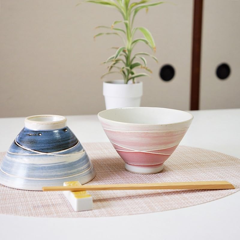 Hasami ware tea bowl pair Kunzan denim Couple tea rice rice made in gift set, kiln, bowls, bowls, bowls, Japan,