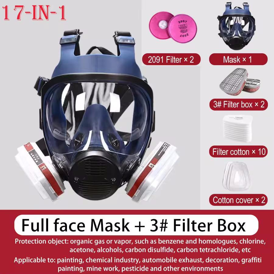 15in1 Chemical Mask Gas Mask Paint Insecticide Spray Silicone Full Face Mask Filter, Suitable for Laboratory Nuclear Pollution
