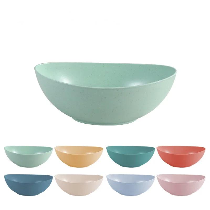 Sale Eco Friendly Wheat Straw Bowl Large Kitchen Fruit Salad Vegetable Dish Creative Microwavable Food Bowl for Household Use
