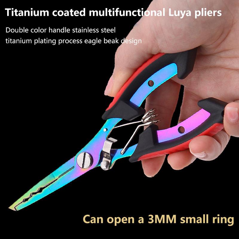 1Pc Multi-functional Fishing Pliers Anti-Slip Stainless Steel Fishing Line Cutter Tied Hooks Pliers Portable Split Ring Opener