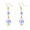 Chinese Style Floral Blue and White Porcelain Bow Earrings Jewelry Light Luxury Temperament