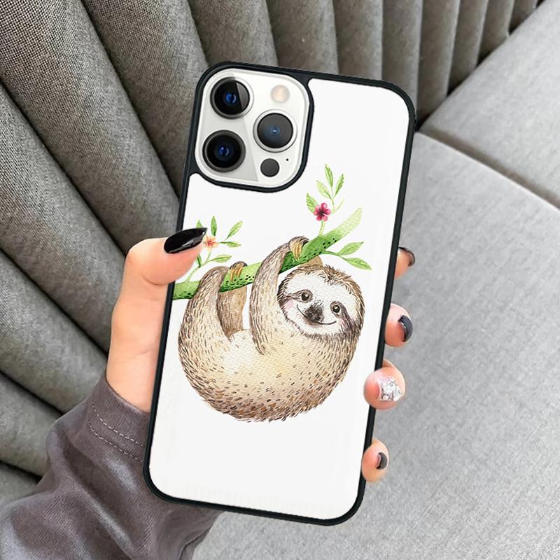 Kawaii Cute Sloth Hang Pattern Phone Case For iPhone 17 Air 16 16e 15 13 14 Pro Max 11 12 Plus 2022 MAX Cover coque