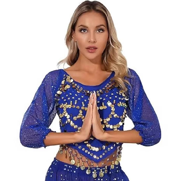 Damen Bauchtanz Kostüm Bauchtanz Münz Top Bauchtanz Crop Top Halloween Auftritt Kostüm Bauchtanz Outfit