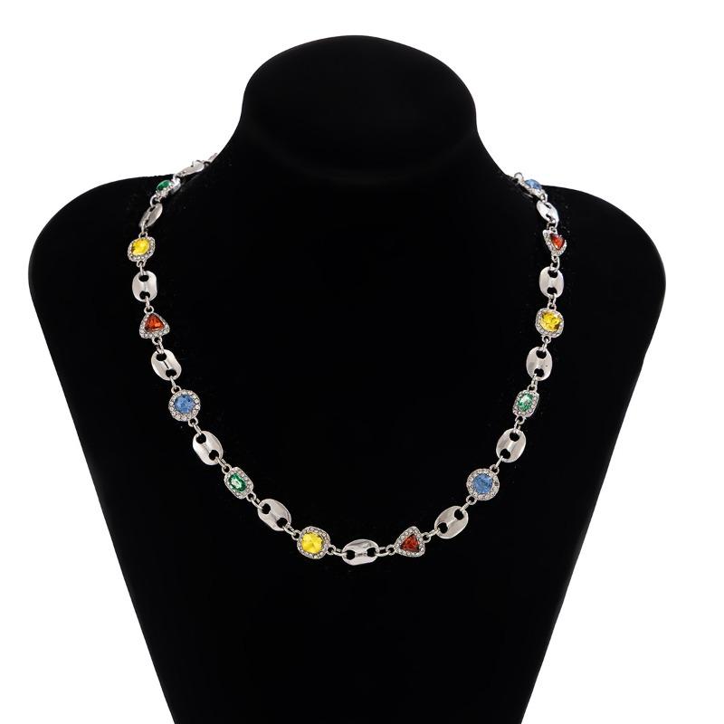 Diamond Necklace Men's Hip Hop Retro Super Shiny Clavicle Chain Easiest for Match Bracelet