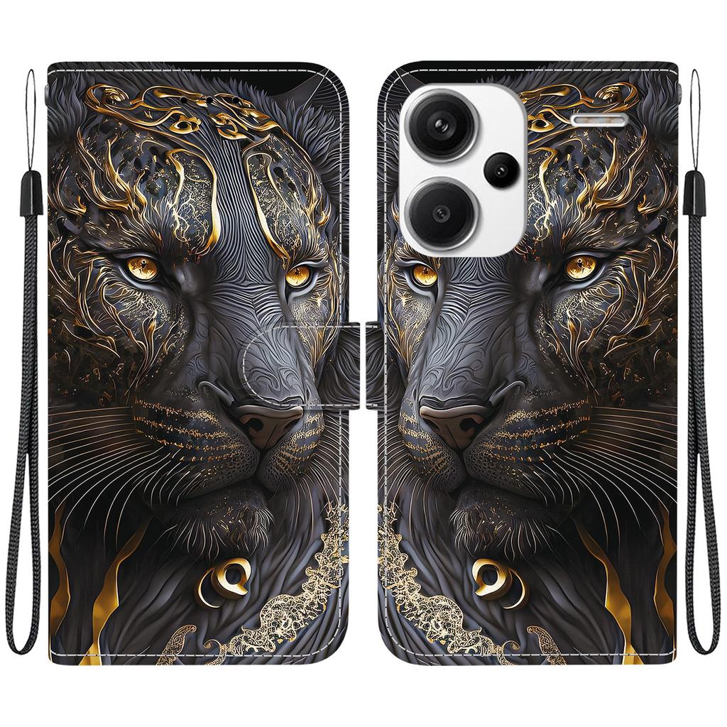 Handgefertigte PU-Leder-Klapphülle für Xiaomi Redmi Note 13 Pro+/ Note 13 Pro Plus 5G Rutschfeste Stoßfeste Hülle mit Handschlaufe & Herz/Rose Katze Designs