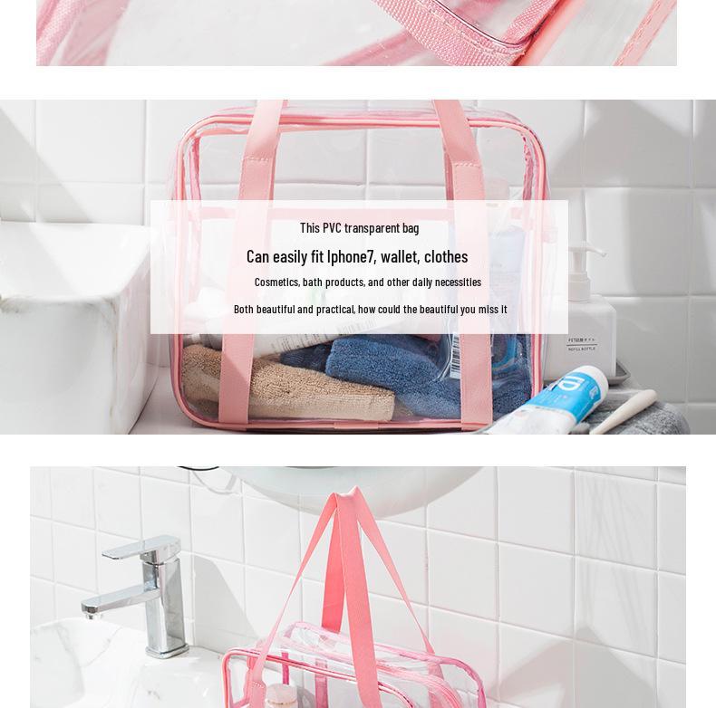 Fresh Clear Makeup Bag - Waterproof, Handheld, Single Shoulder, Toiletry Bag - Customizable