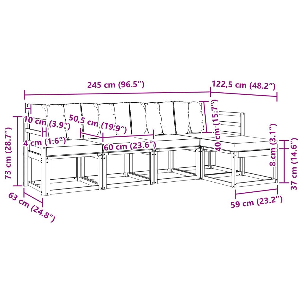 Outdoor Sofa Set with Cushions 5 pcs Natural and Cream
