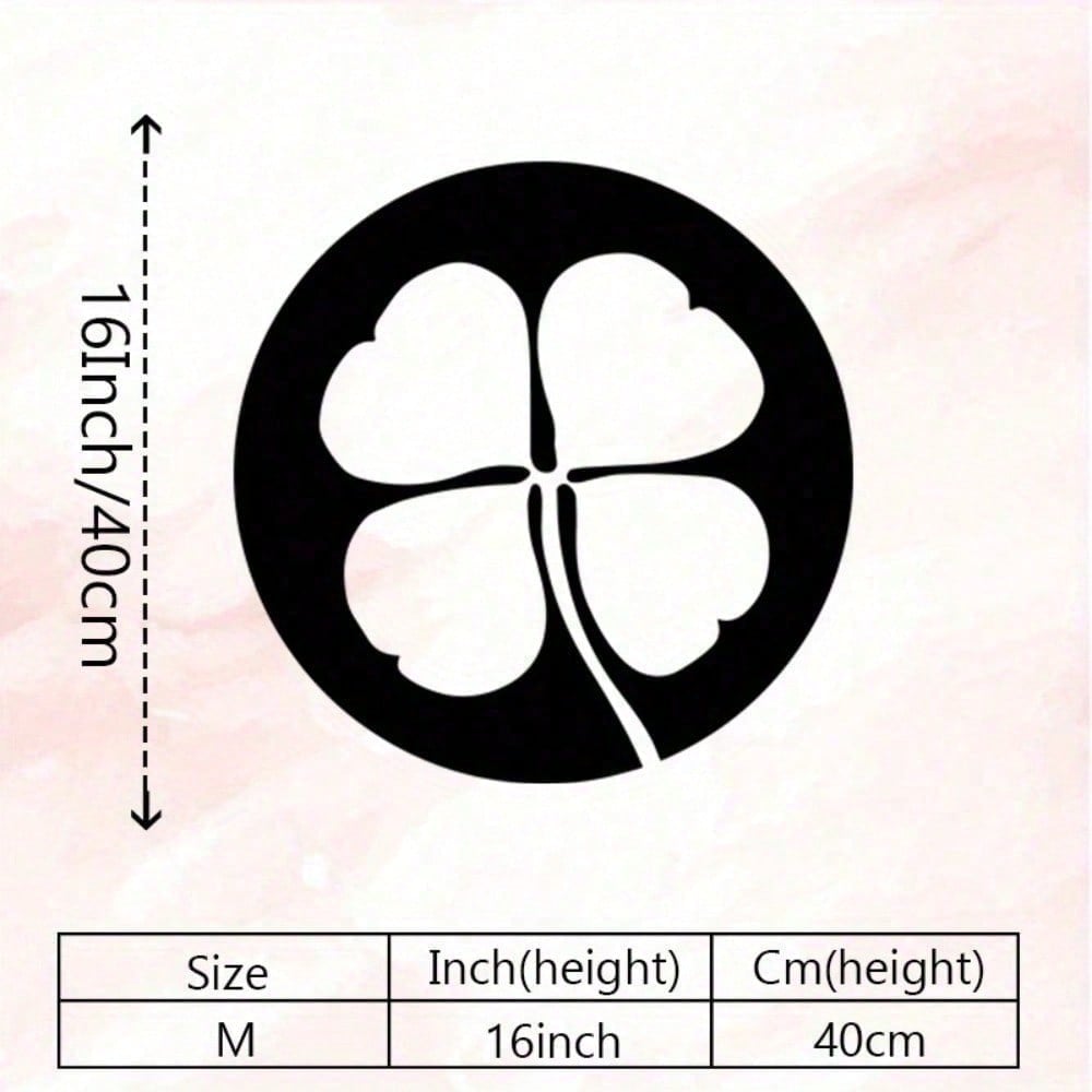 Iron Clover Wall Art Rustproof Minimalist Retro Black Silhouette Lucky Charm Decor 40x40