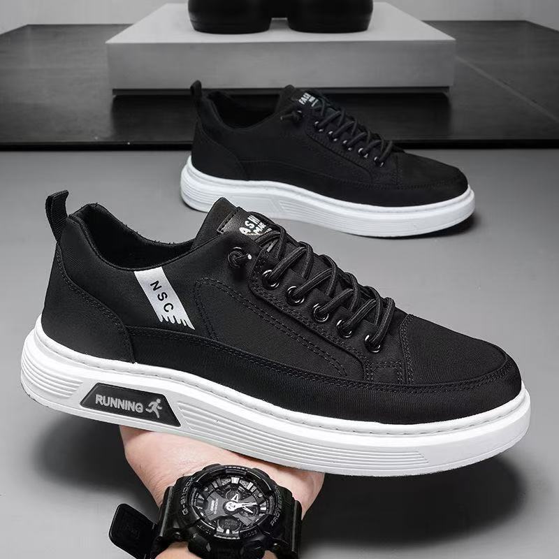 

Новая дышащая мужская обувь на плоской подошве, модная универсальная обувь с одной педалью, повседневная тканевая обувь для мужчин 39 чёрный