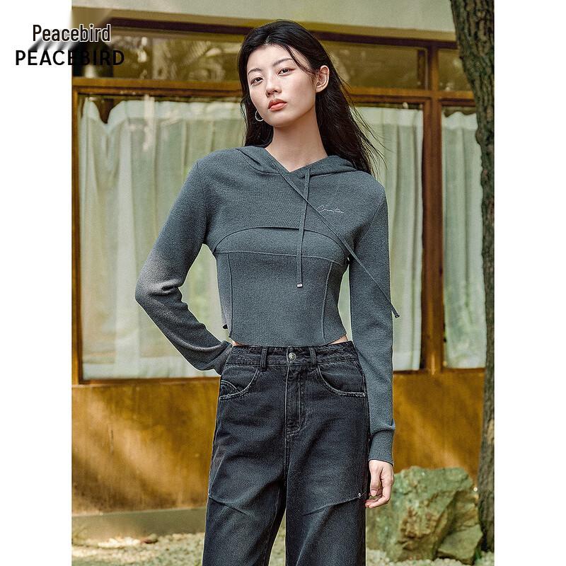 Peacebird Irregular Hooded Pullover A3EEF1109 M
