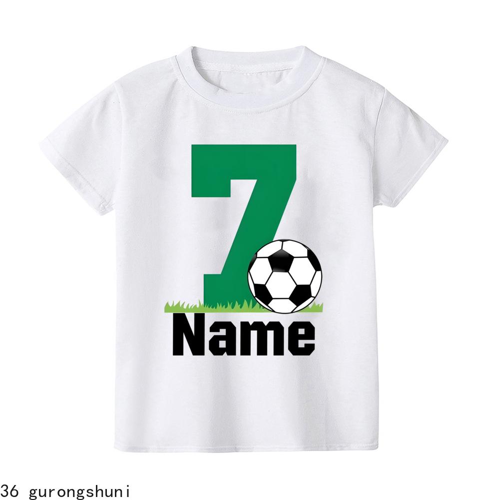 Personalize Name Free  Football Birthday Number 1-9 Print Kid T-shirt Child Tshirt Short Sleeve Fashion Tee Top Summer Clothes