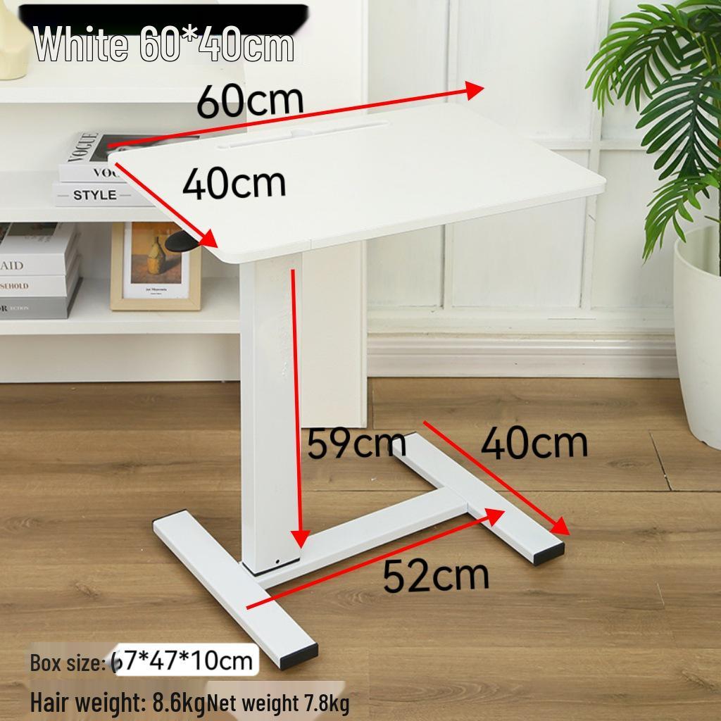 Adjustable Double-Sided Folding Bedside Table with Pneumatic Lift for Sofa or Office Use