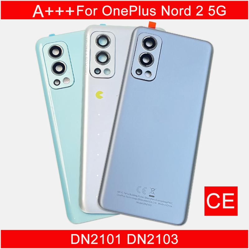 Back Glass Replacement For OnePlus Nord 2 5G DN2101, DN2103 Battery Cover Rear Housing Panel Case Camera Lens Parts