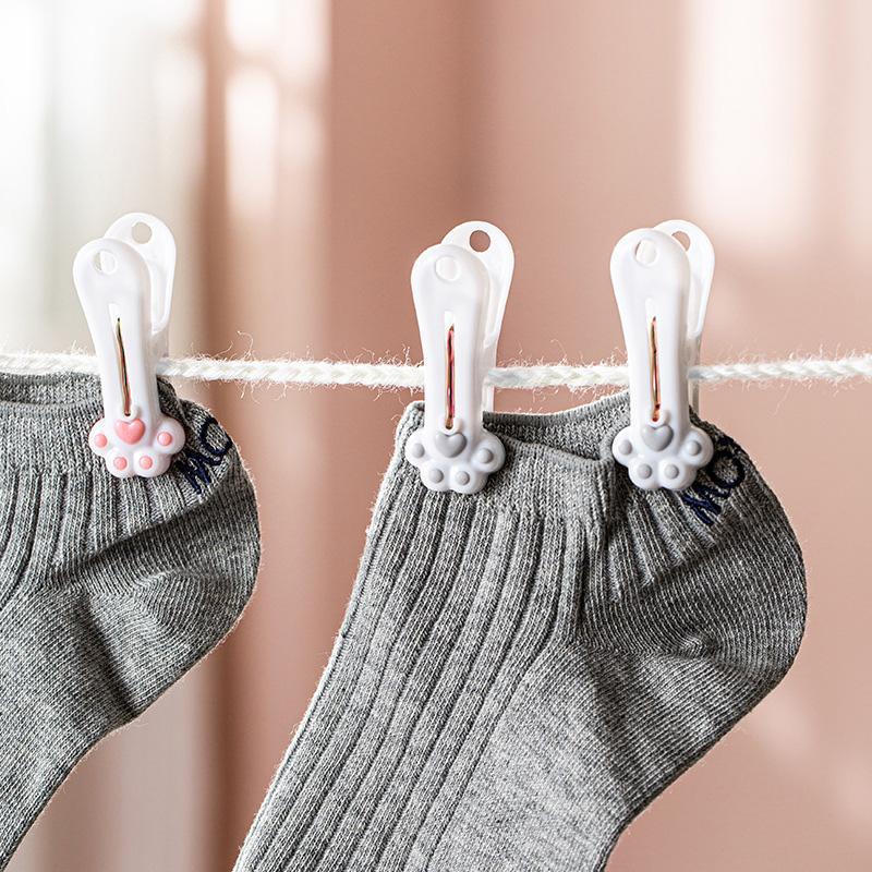 12 Stück Niedliche Katzenpfoten-Wäscheklammern Winddichte Wäscheklammern Haushalts-Handtuch-Unterwäsche-Socken-Aufhängklammern Kawaii Snacks Verschlussclip