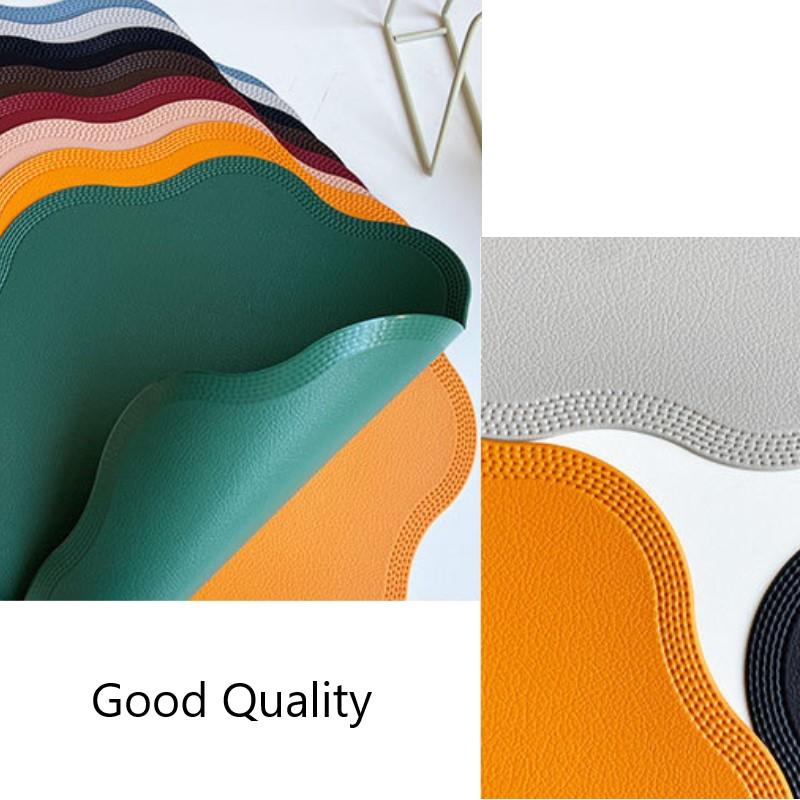 1/4/6PCS Round Placemats Sets Luxury Faux Leather Table Mats Pad Table Sets Embossed Flower Shaped Place Mats