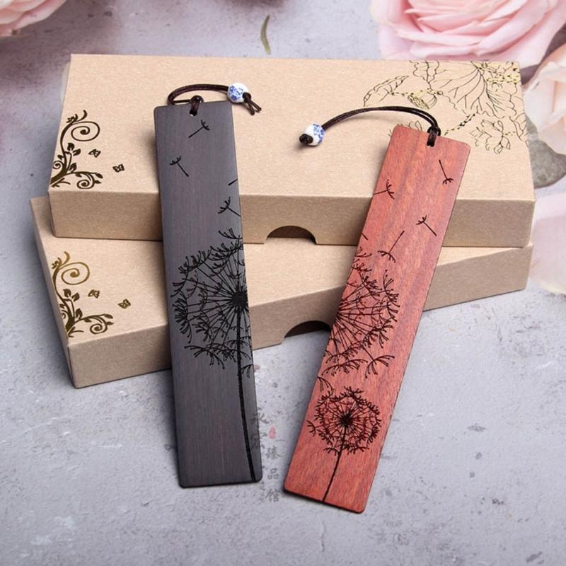 Engraved Book Marks with Pendant for Book Lovers Gift Handmade Wood Page Mark Unique Vintage Bookmarks Wood Bookmarks