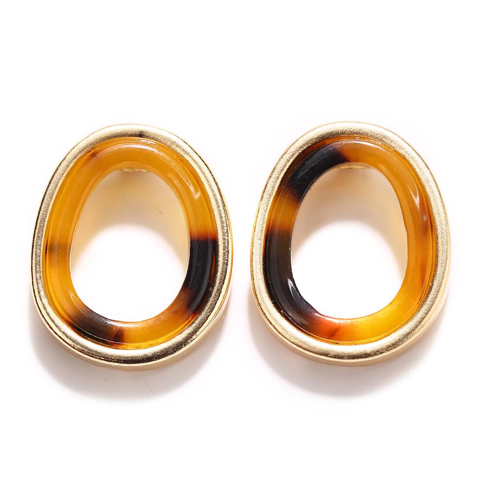 Women Retro Punk Style Simplicity Acrylic Hollowed-out Circle Leopard-print Earrings