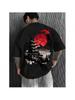 Men's Japanese-Themed Short Sleeve T-Shirt - Japanese Text Print Round Neck Casual Shirt Suitable Fo