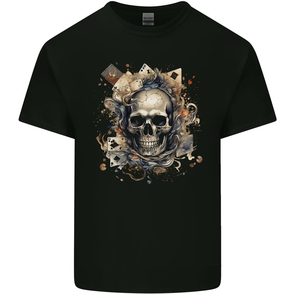 A Poker Skull Playing Cards Unisexs Light Cotton TShirt