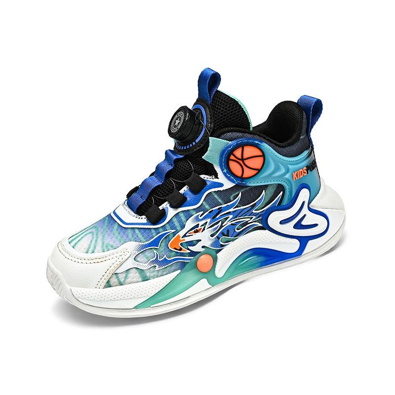 Jungen Sportschuhe, Grundschüler Drehknopf Trainingsschuhe 2025 neue mittelalte und ältere Kinder Basketballschuhe, Jungen c