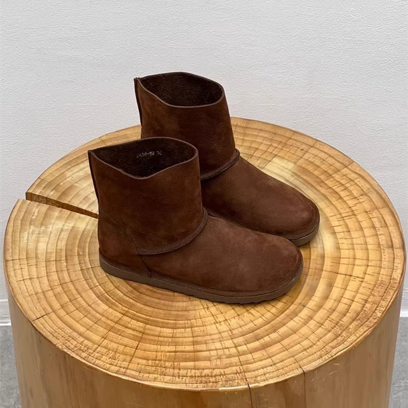 Fashion GKTINOO Genuine Leather Women's Shoes Round Toe Handmade Cowhide Boots Comfortable Flat Forest Casual Ankle Boots