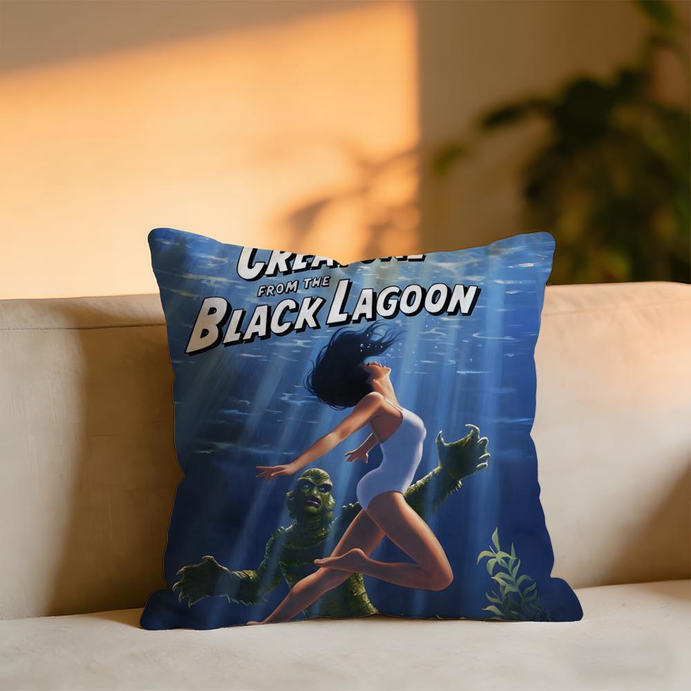 The Creature From The Black Lagoon Cushion Cover Cozy Velvet Throw PillowSoft Warm Cushion For Sofa Bed