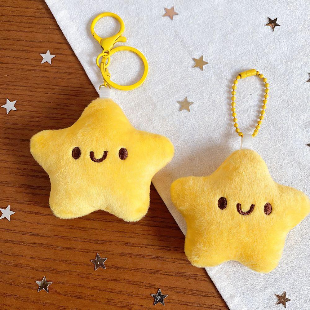 Friendship Squeezing Keychain Cartoon Star Pendant with Lanyard Plush Star Keychain  Key Decor