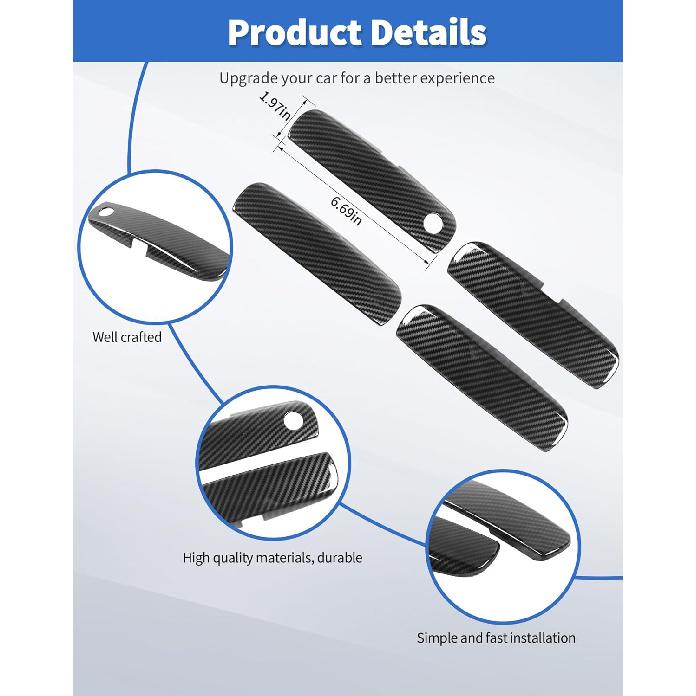 4Pcs Exterior Door Handle Covers Trim Overlay Compatible with Dodge Charger 2010-2024, Outside Door Handle Protector Shell for Dodge Charger Exterior