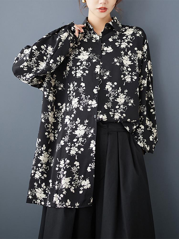 XITAO Solid Color Turn-down Collar Full Sleeve Blouse GMM1111