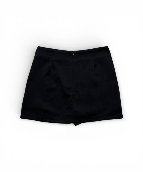 Bonseullipi Multi Zip Slit Mini Skort (Black)