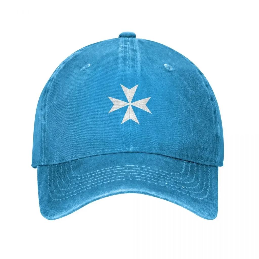 CROSS MALTA Maltese Amalfi Cross Maltese Cross Knights Hospitaller WHITE On BLACK Baseball Cap Luxury Brand Unisex Caps Women'S