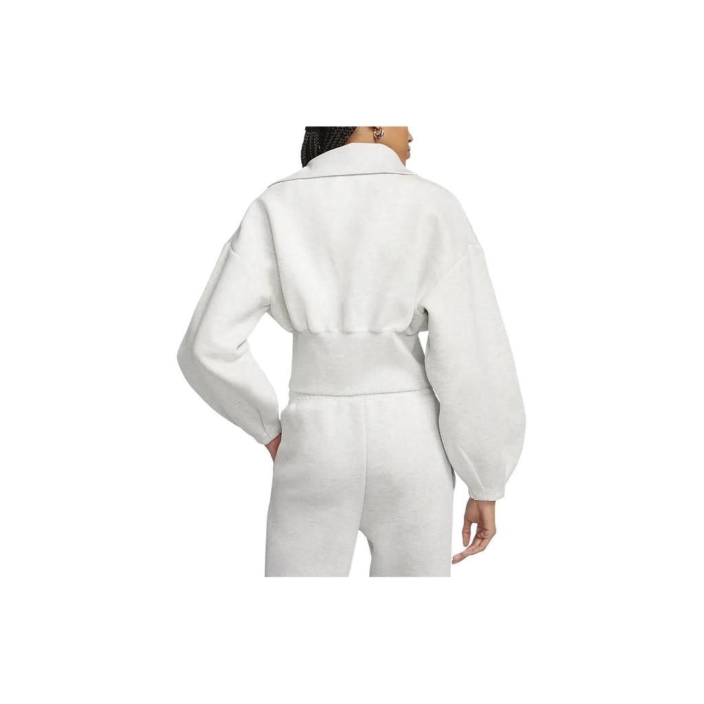 Nike Sportswear Tech Fleece Solid Color Loose Fit Cropped Jacket Women Jackets Light-Grey FN2524-013