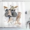 Raining Cats and Dogs Shower Curtain Funny Cartoon Cute Animal Hilarious Pets Playing Water Polyester Waterproof Bathroom Panels