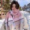 Atmosphere pure wool plaid scarf retro men and women couples high-grade thickened winter warm scarf