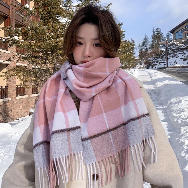 Atmosphere pure wool plaid scarf retro men and women couples high-grade thickened winter warm scarf