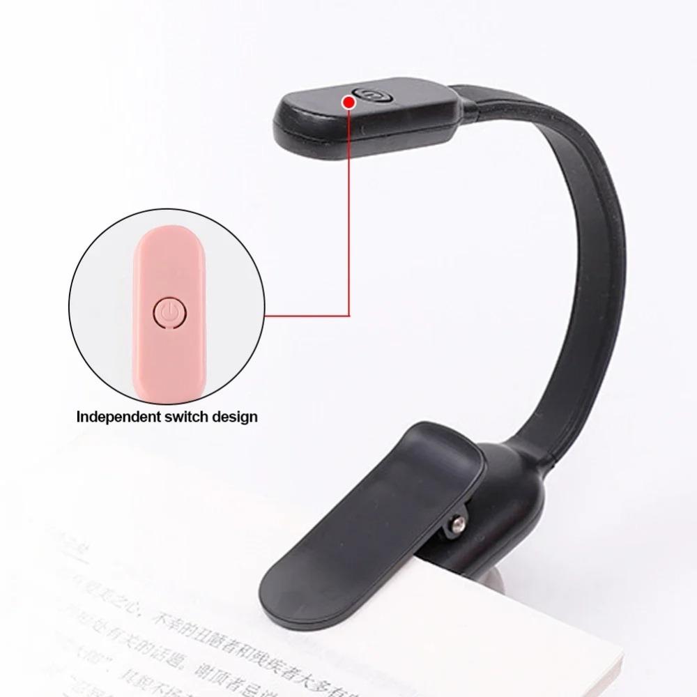 Mini USB Rechargeable Clip On Book Light 3 Level Adjustable Brightness LED Night Lamp For Bedroom Travel Study