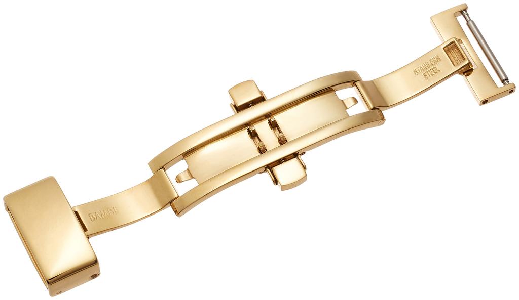 [Bambi] Buckle for watch strap, double-folding, butterfly clasp, for leather buckle, gold, 16mm, ZG010N ZG010N