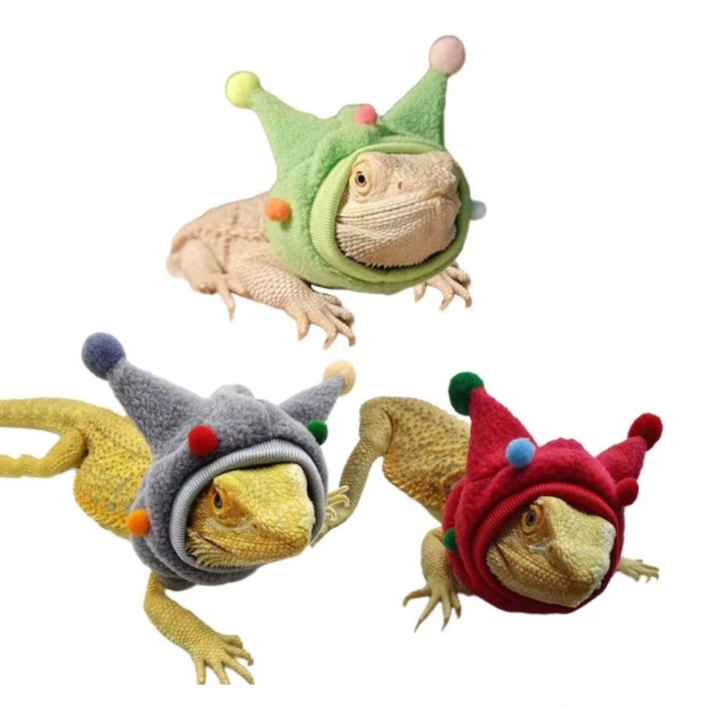 

Soft Lizard Christmas Hat Decorative Reptiles Hat Creative Lizards Fleece Horned Hat Christmas