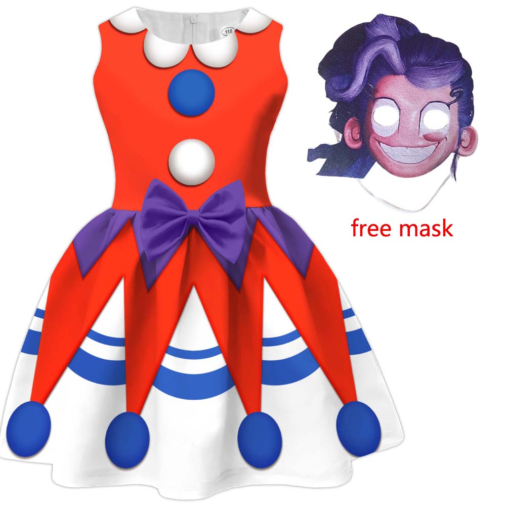 

Girls Lily Cosplay Bow Dress With Free Mask Summer Outfits For Kids Halloween Carnival Party Costume Beautiful Princess Dress 150cm