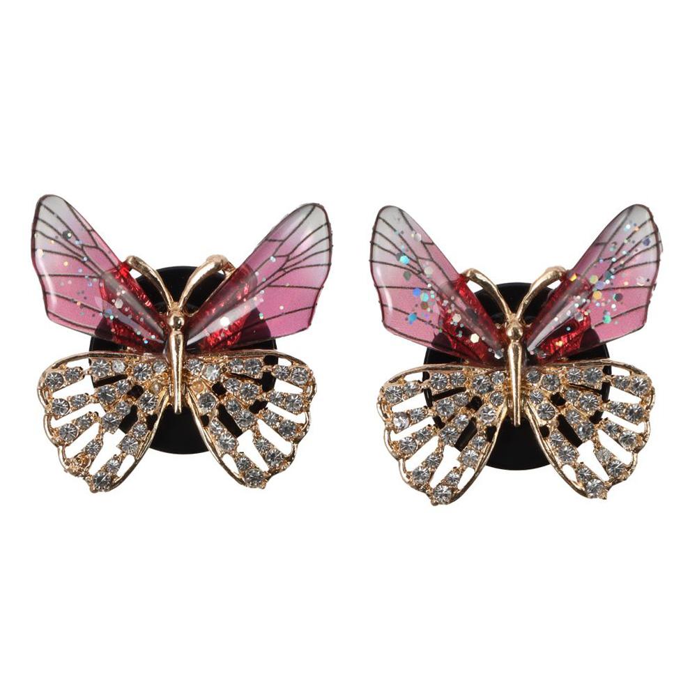 

2шт Металл с блестящими стразами Красный горный хрусталь Автомобильные аксессуары для девочек и женщин