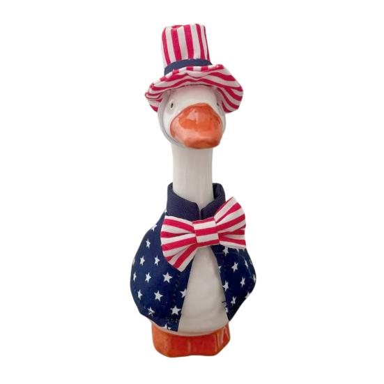 Goose Costume for 7 Inch Mini Desk Goose Doll Patriotic 4th of July Outfit with Hat And Dress Independence Day Festival Decoration