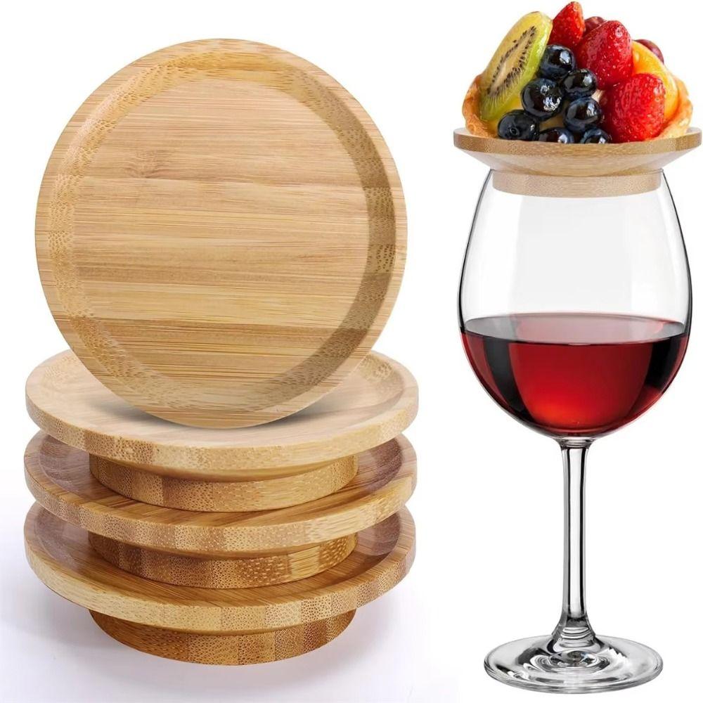 4Pcs Creative Wine Glass Topper Leakproof Wooden Red Wine Lid Wine Glass Covers  Restaurants