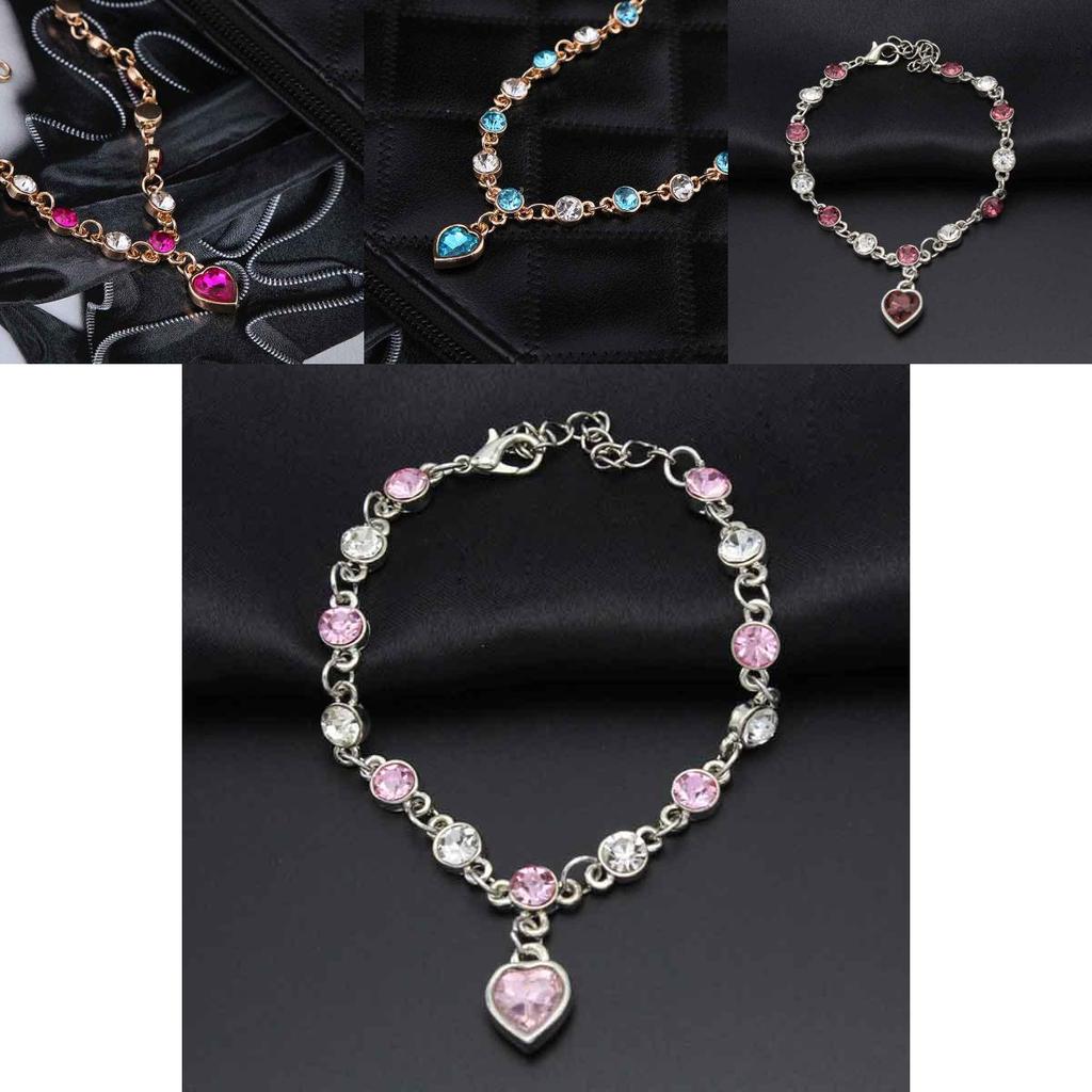 Chic Hottest Womens Ladies Crystal Rhinestone Bangle Ocean Blue Bracelet Chain Heart For Versatile Occasions